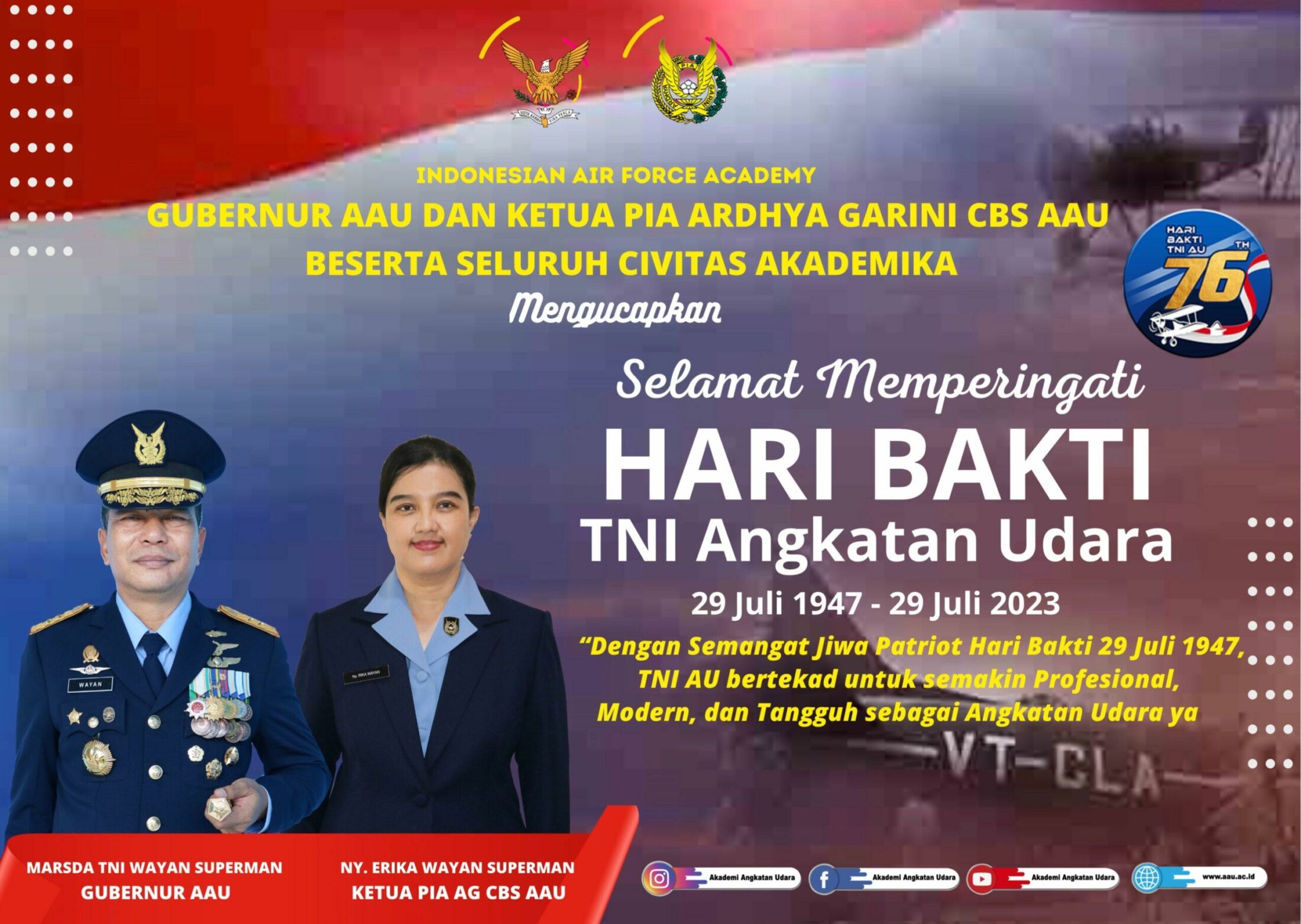 SELAMAT MEMPERINGATI HARI BAKTI TNI AU KE-76